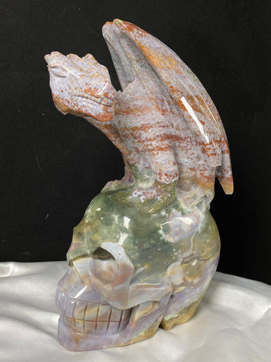 Ocean jasper flying dragon on castle #2230