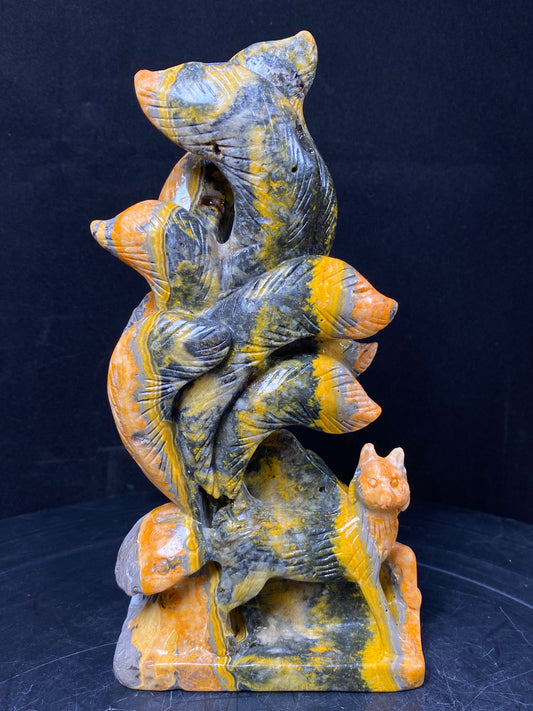 130-Bumble bee jasper nine tails fox #1044