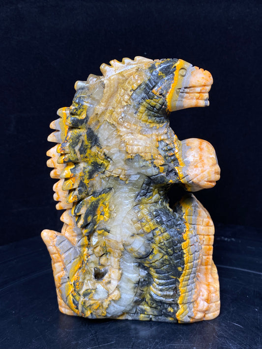 132-Bumble bee jasper dinosaur carving #0783