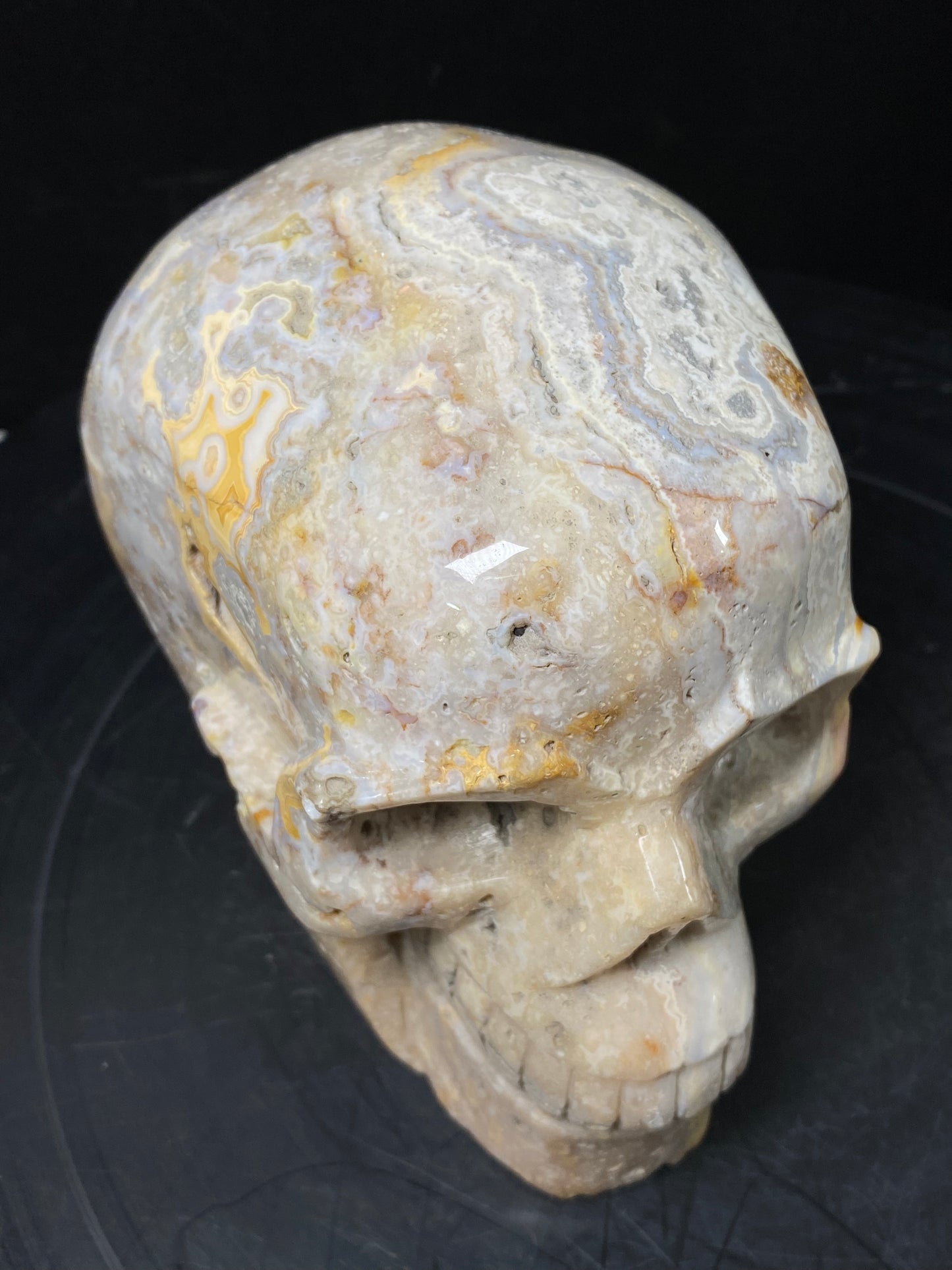 105-Crazy lace agate skull #3352