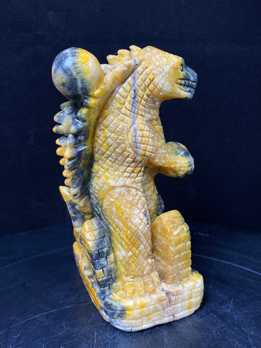 133-Bumble bee jasper dinosaur carving #1024