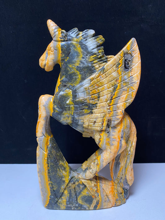 128-Bumble bee jasper unicorn carving #1089