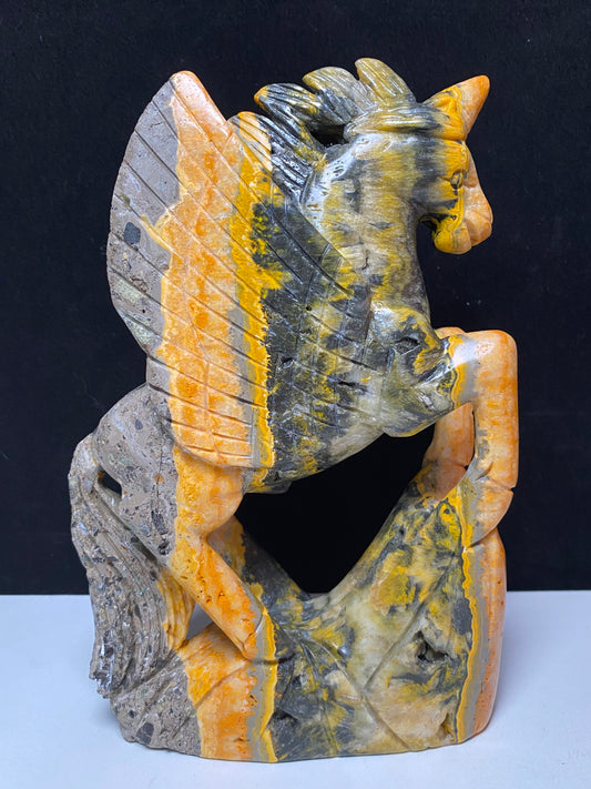 126-Bumble bee jasper unicorn carving #1366