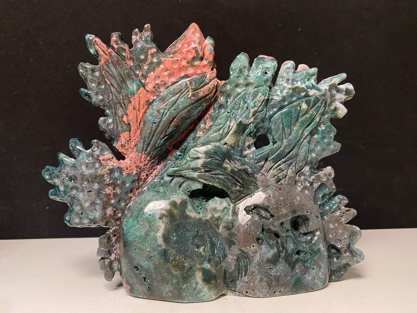 064-Ocean jasper underwater world carving #1185