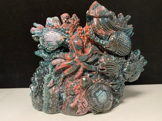 064-Ocean jasper underwater world carving #1185