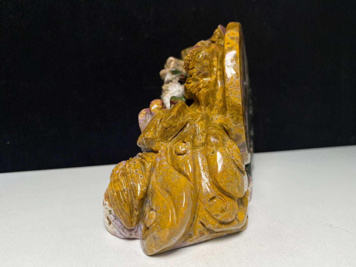 060-Colorful ocean jasper Chinese dragon carving #1627