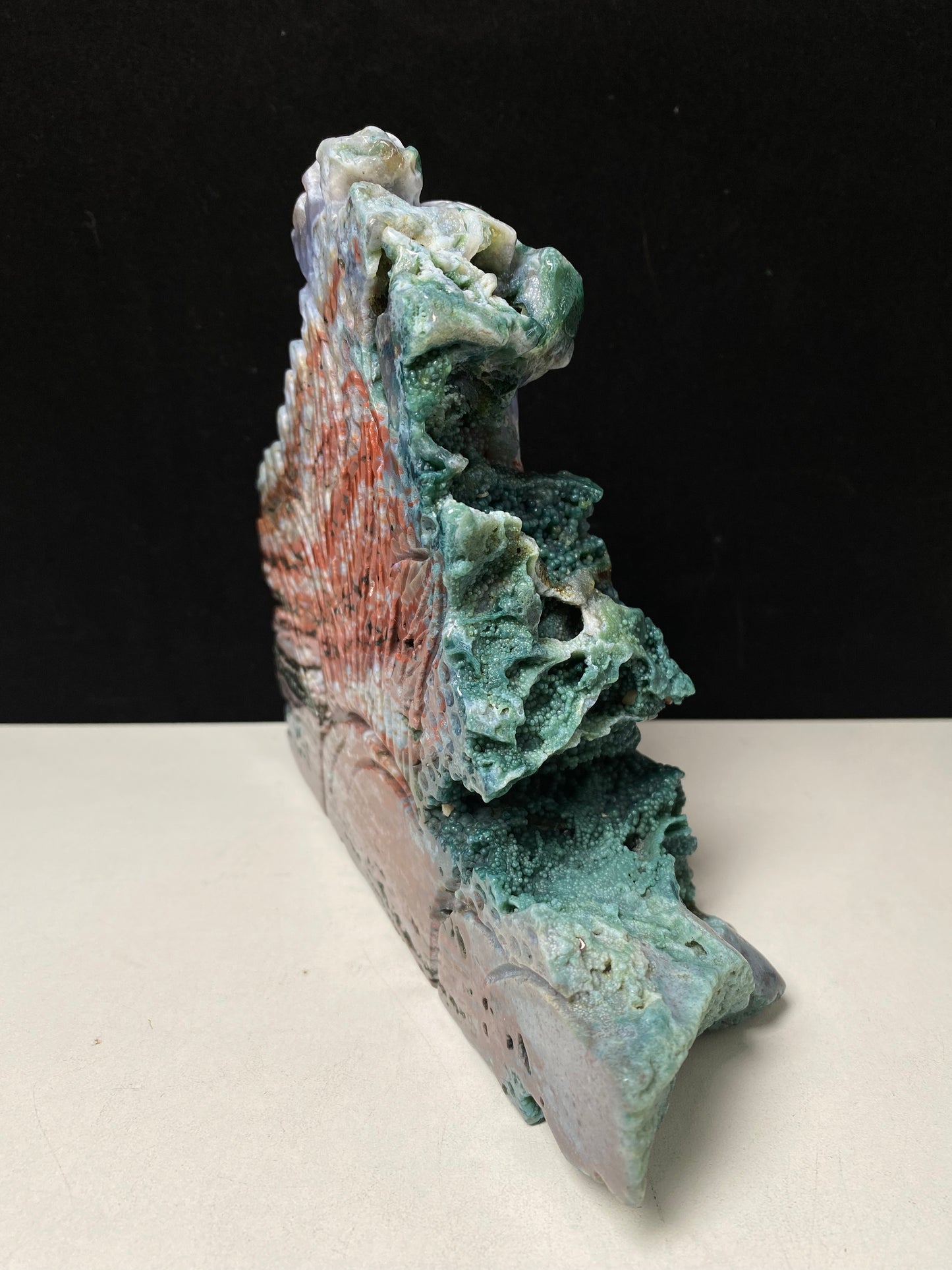 054-Ocean jasper with circles mermaid carving #1804