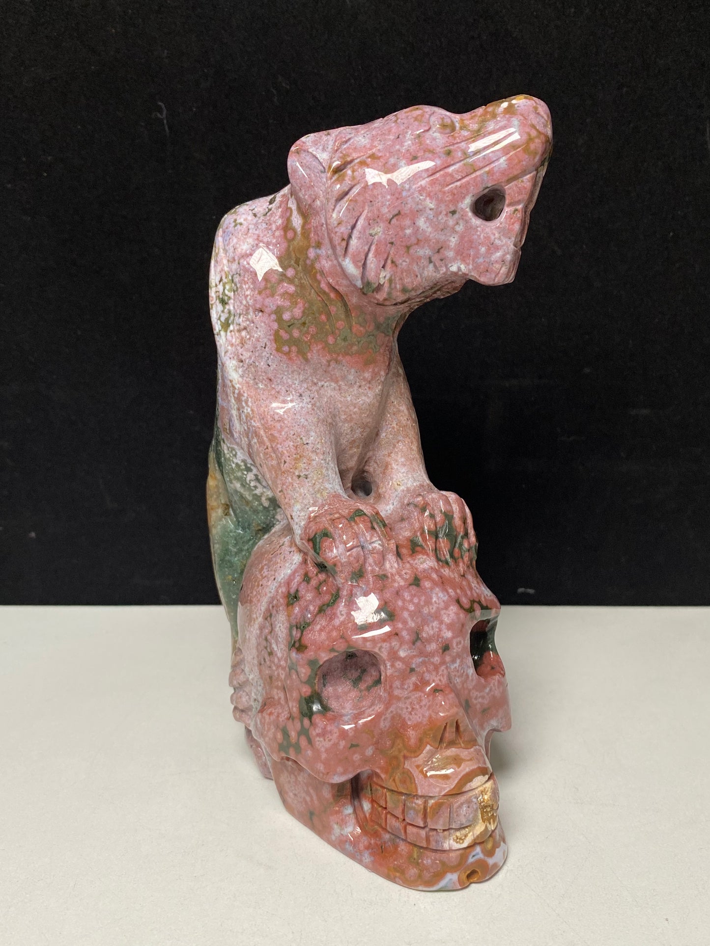 066-Ocean jasper tiger on skull #1088