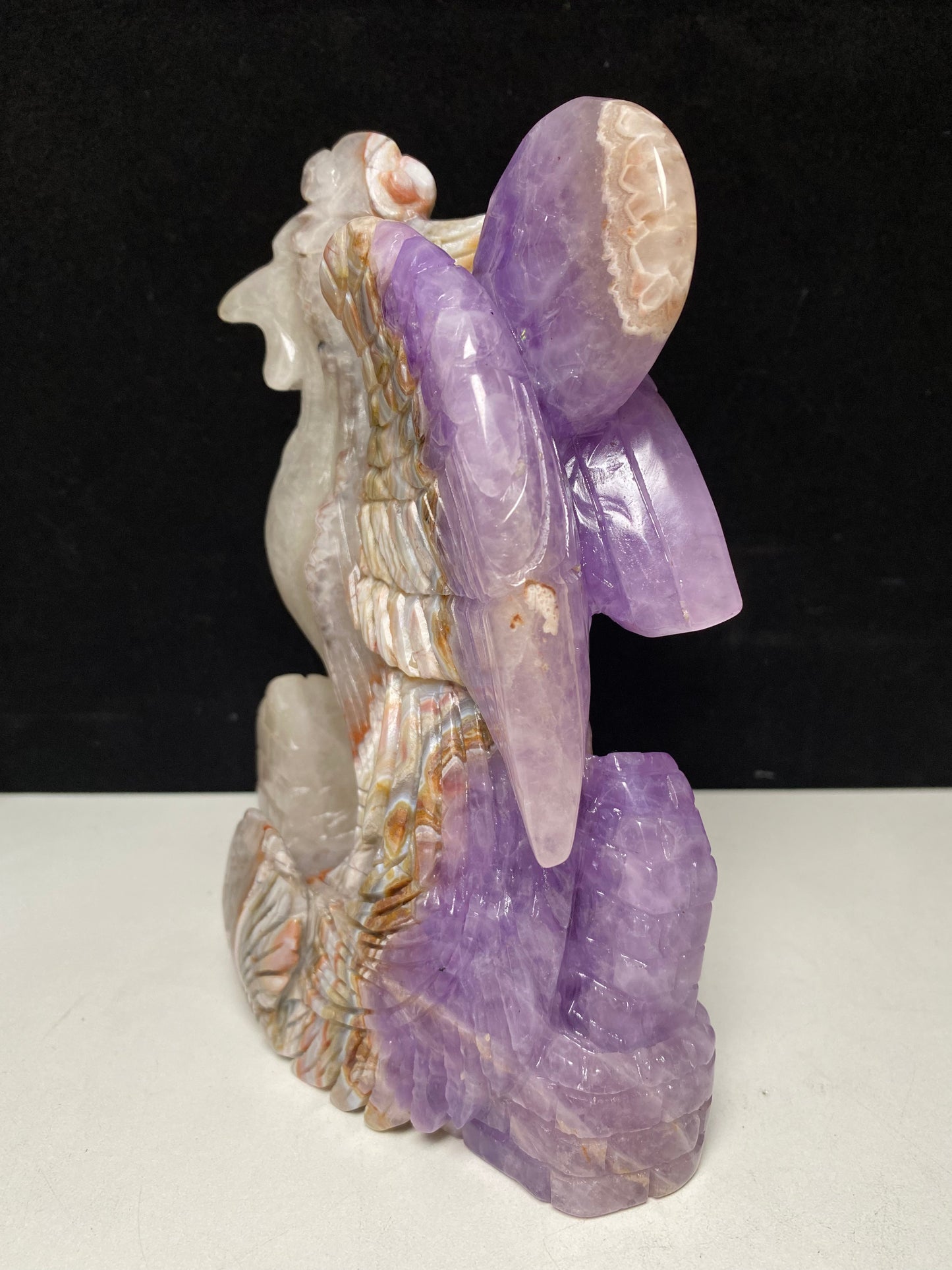 097-Banded amethyst agate phoenix carving #1666