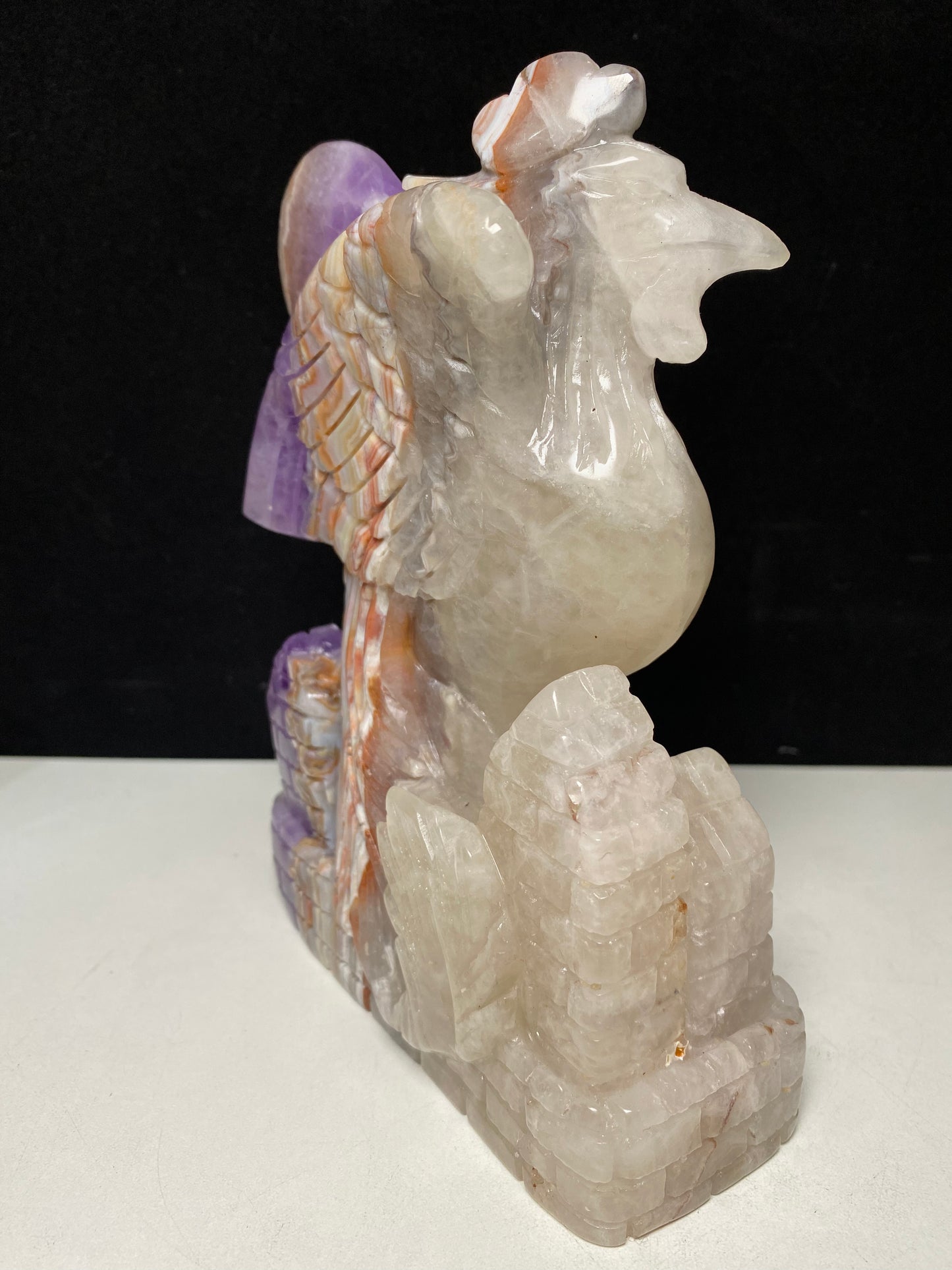 097-Banded amethyst agate phoenix carving #1666