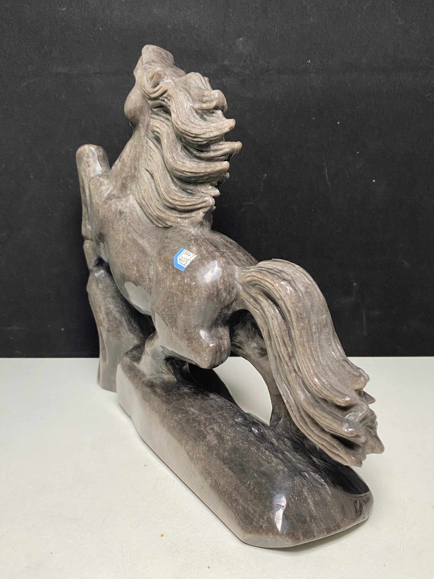 Silver sheen obsidian horse carving #3227