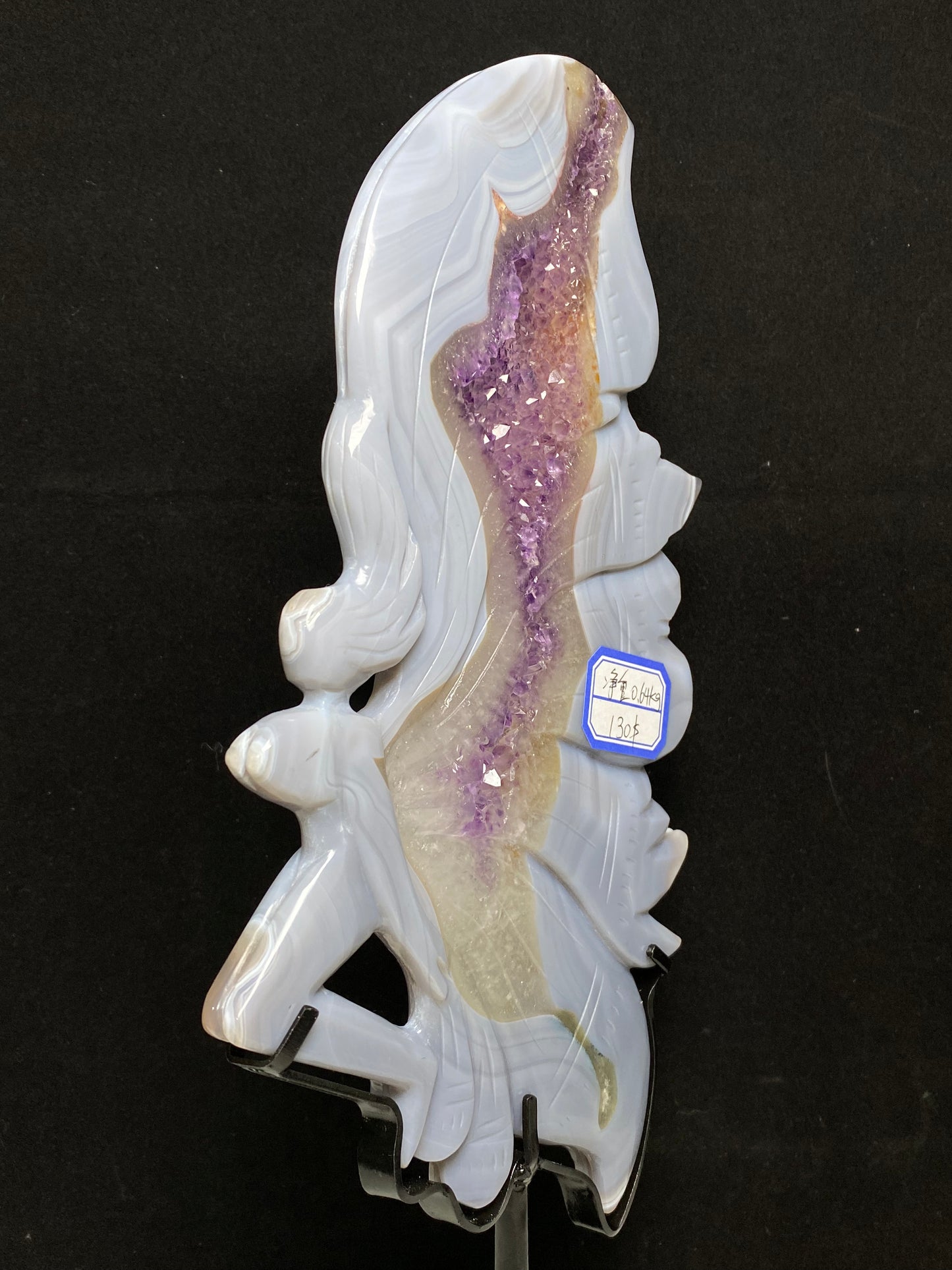 Amethyst agate fairy with stand