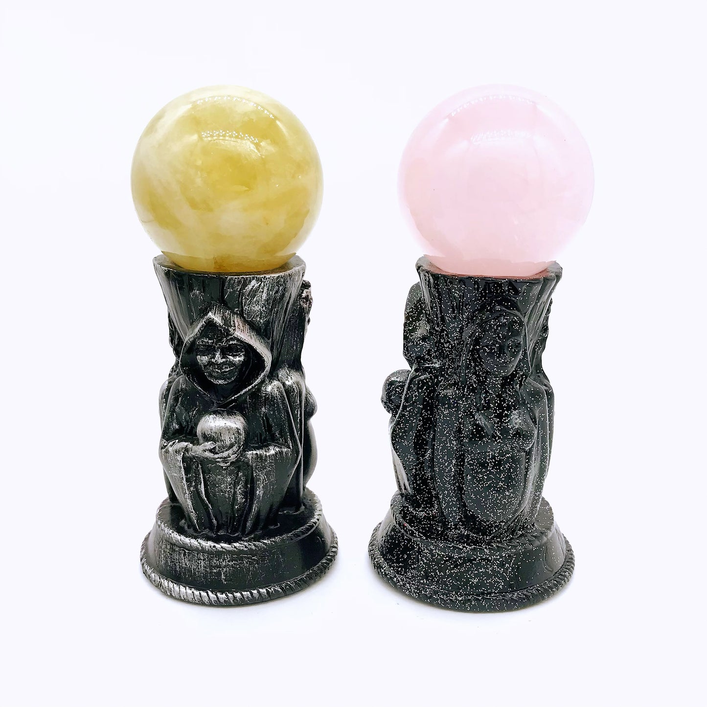 Crystal resin witch sphere stand