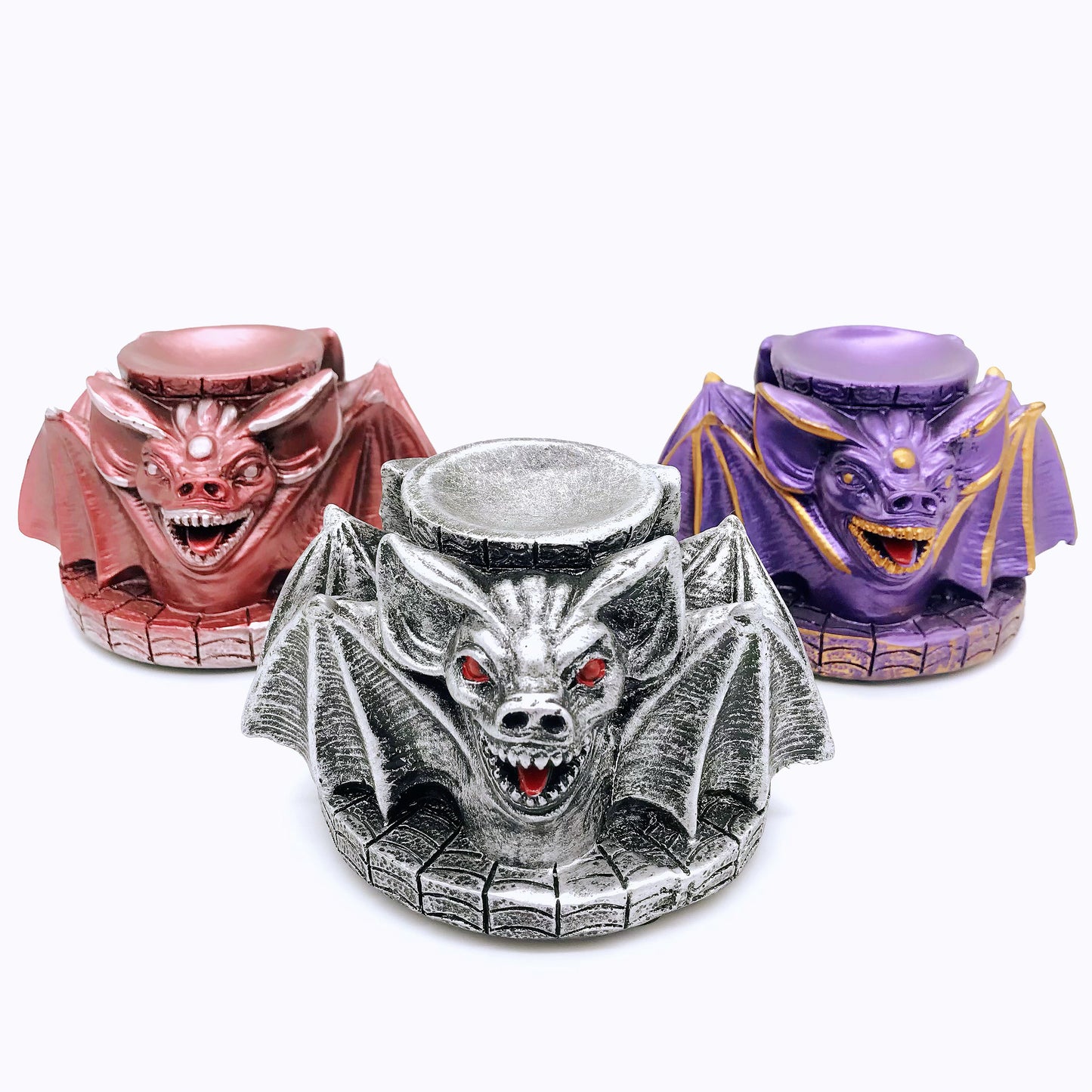 Crystal resin vampire bat sphere stand