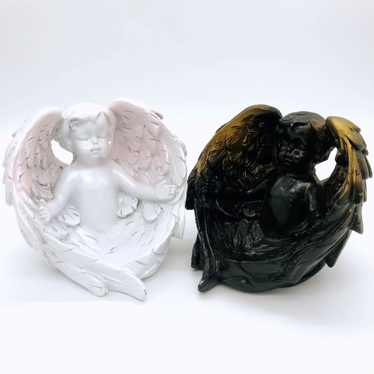 Crystal resin cherub sphere stand