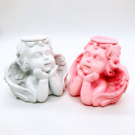 Crystal resin cute cherub sphere stand