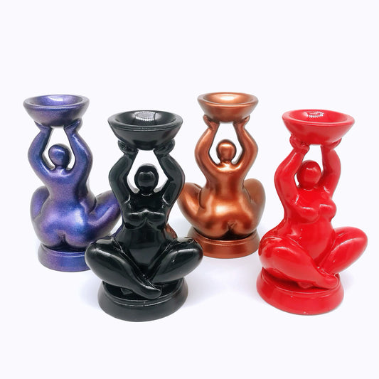 Crystal resin Fat woman sitting sphere stands