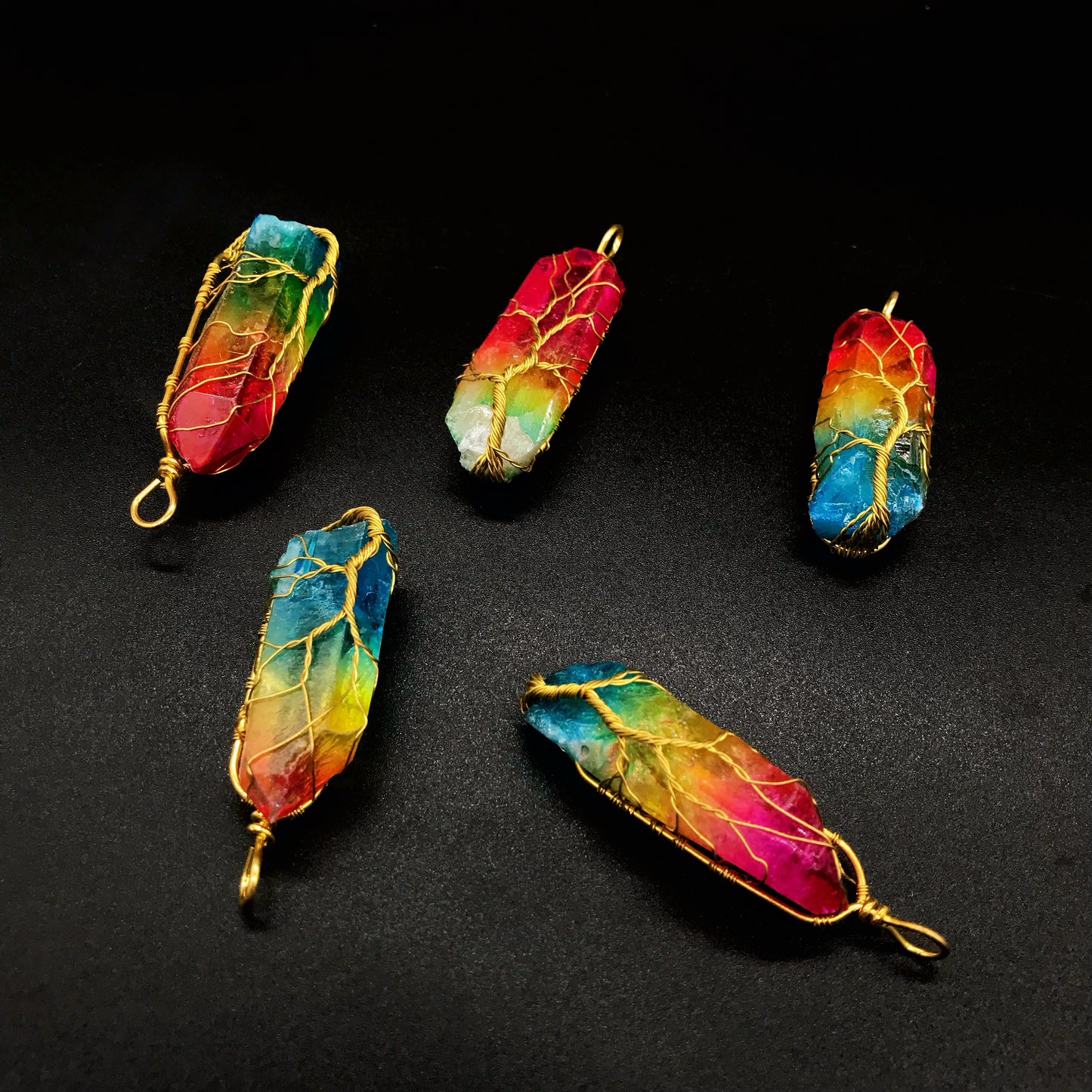 Aura clear quartz pendant