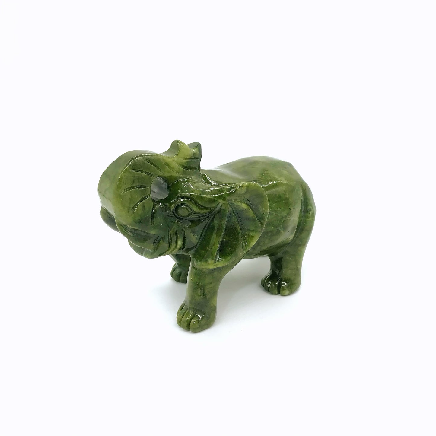 Green jade pair of Elephant carving