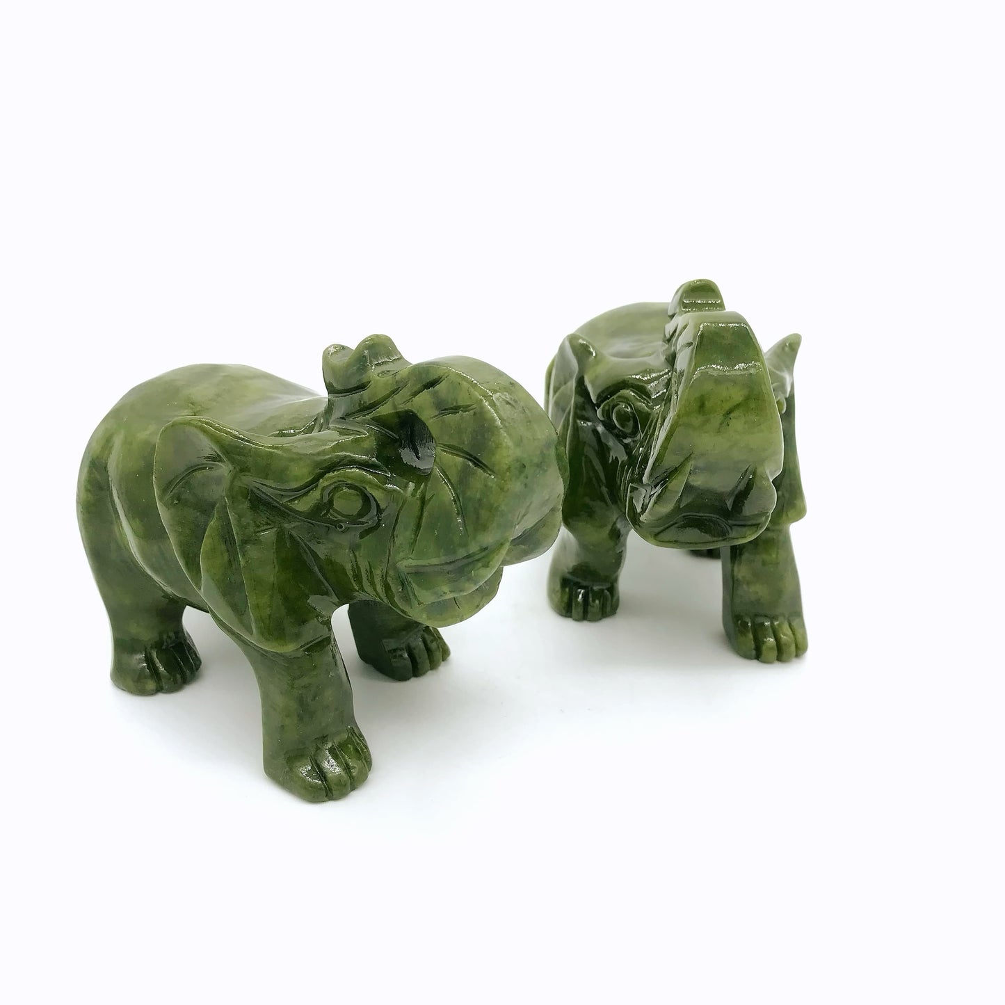 Green jade pair of Elephant carving