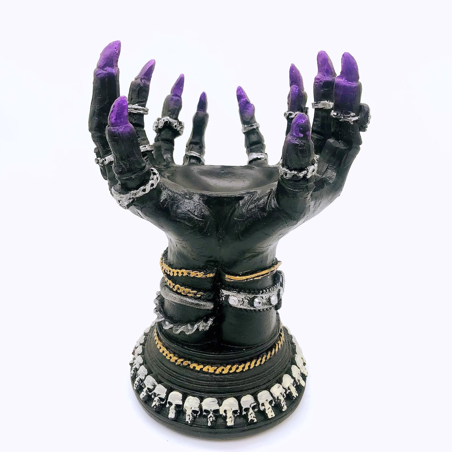 Resin wizard hand sphere stand