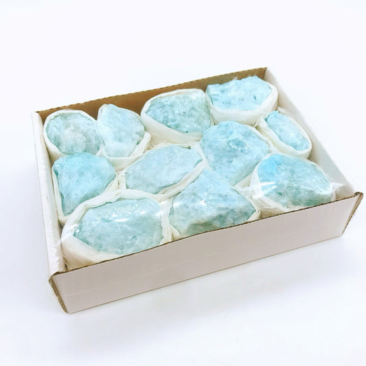 Blue aragonite raw stone box