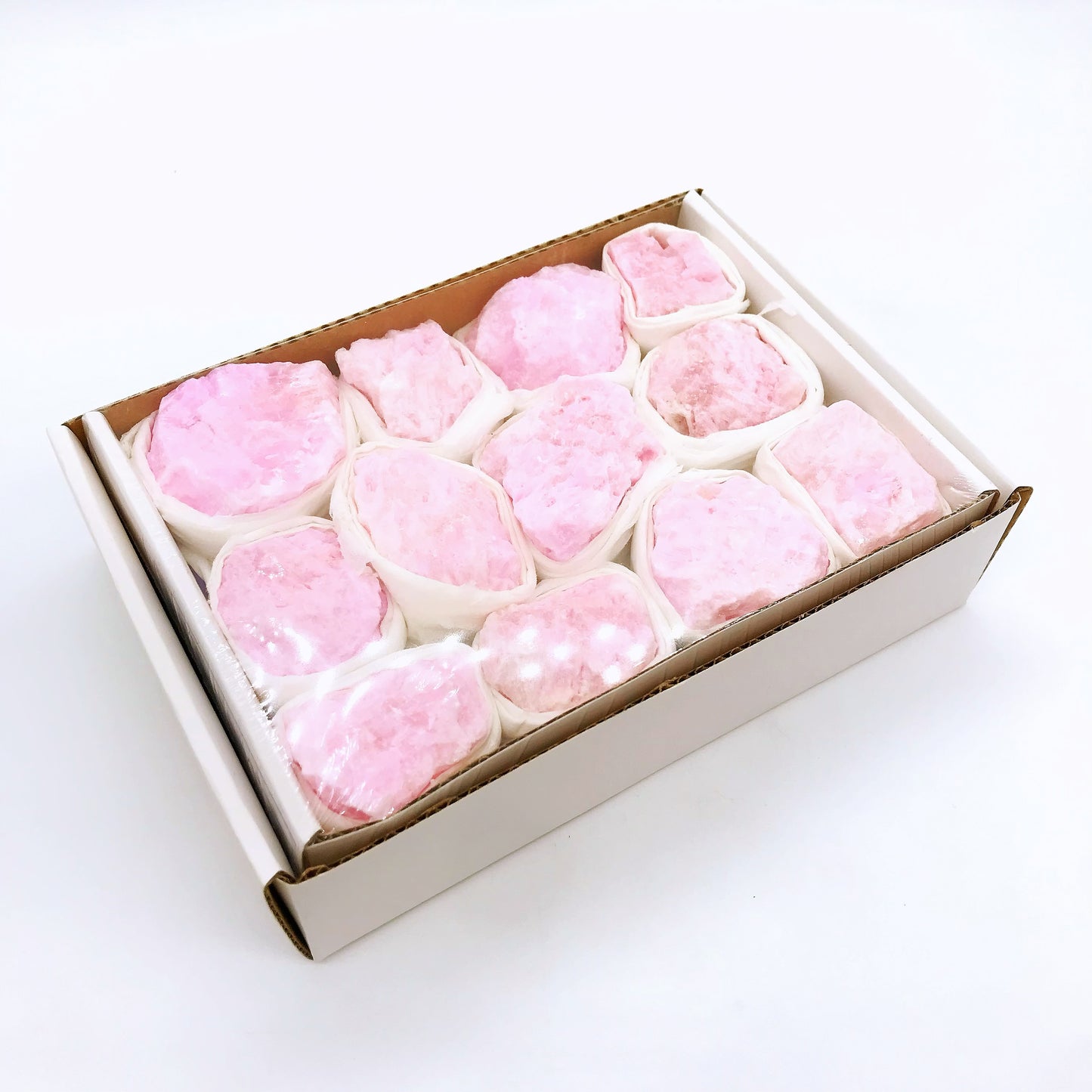 Pink aragonite raw stone box