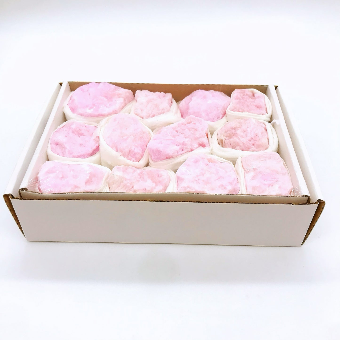 Pink aragonite raw stone box