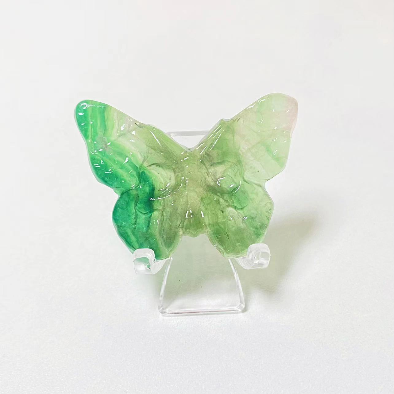 Crystal butterfly skull carvings