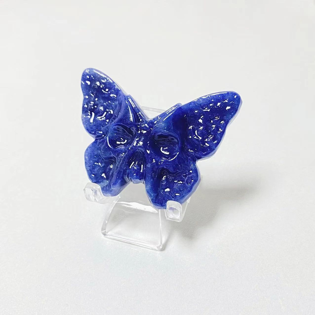 Crystal butterfly skull carvings