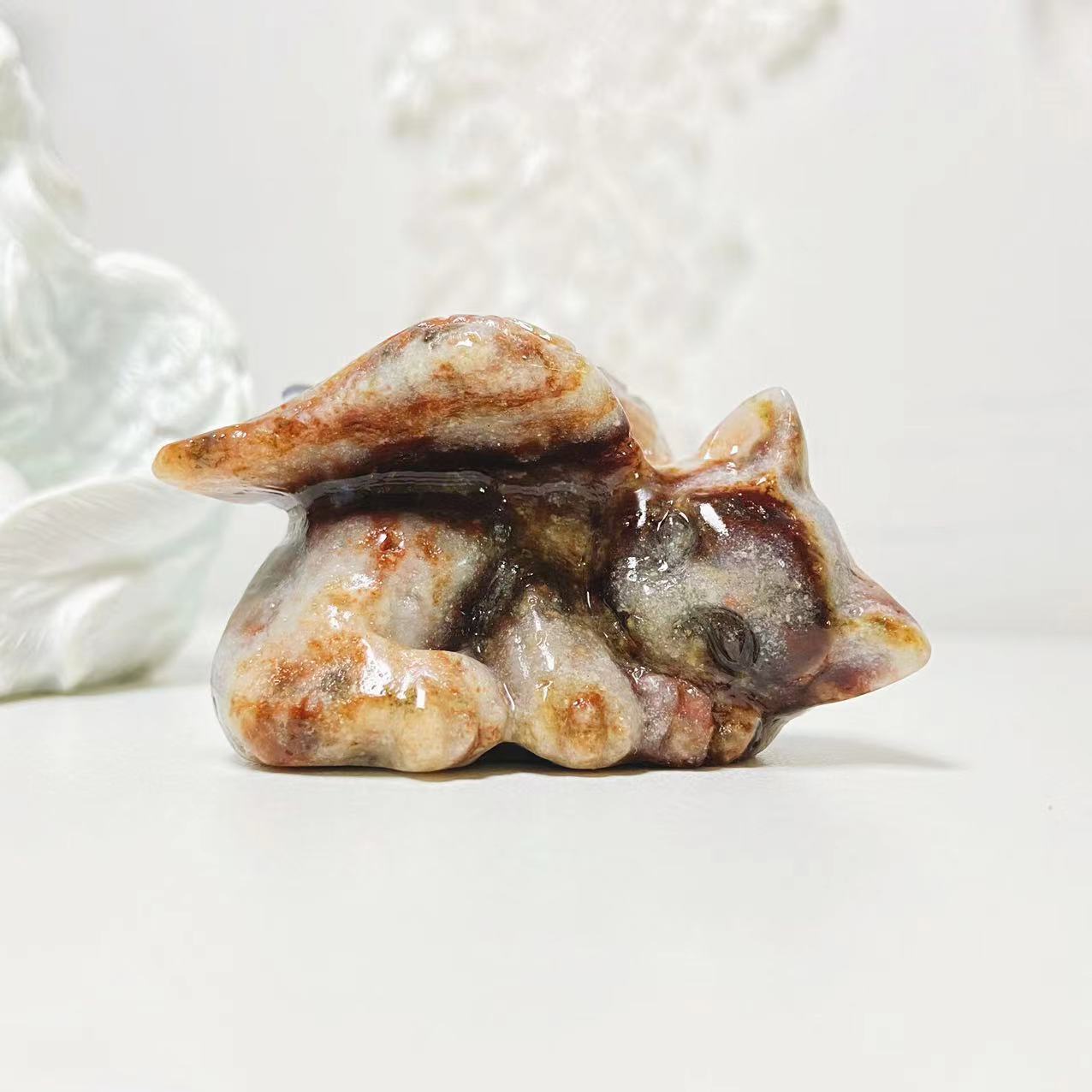 Crystal different materials angel cat carvings