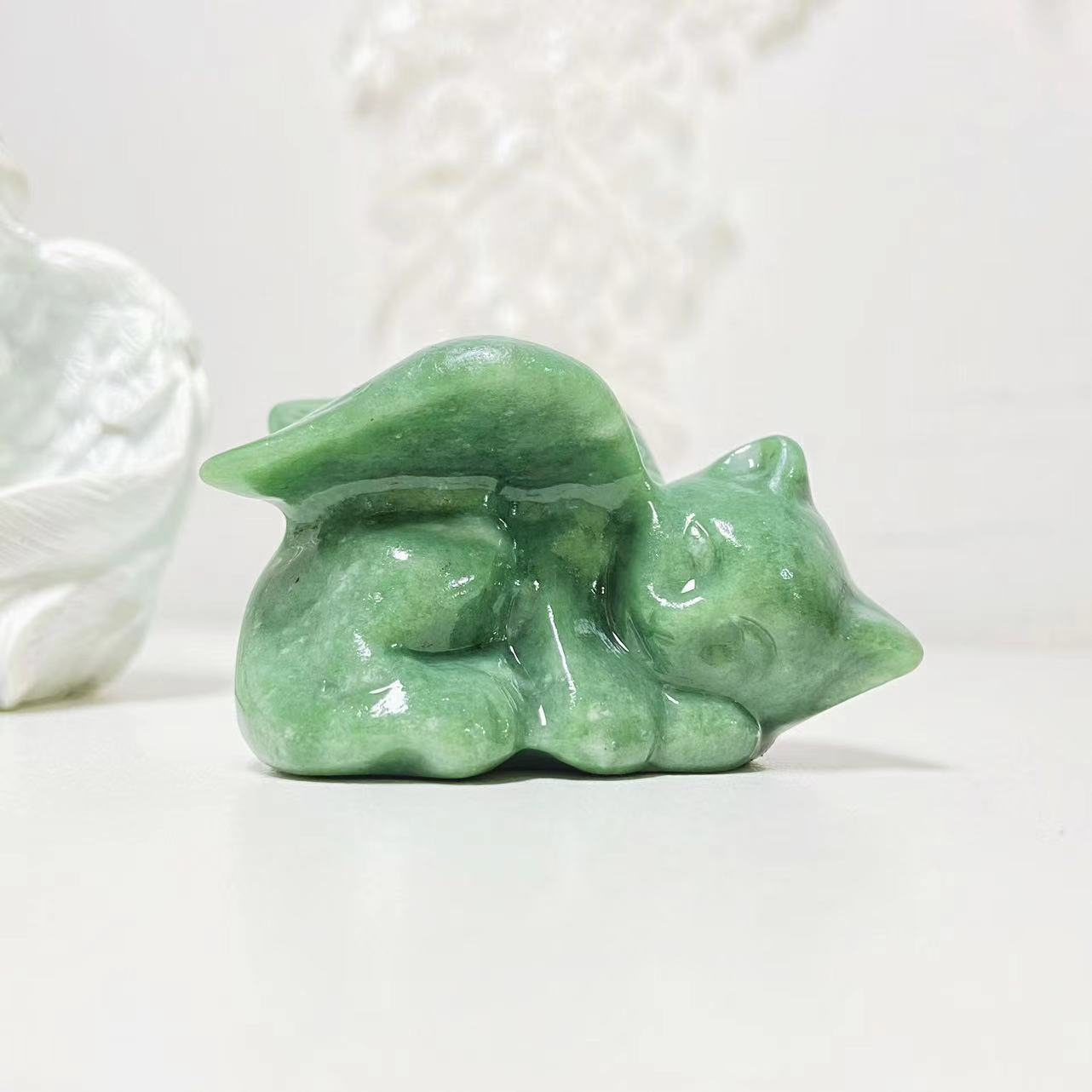 Crystal different materials angel cat carvings