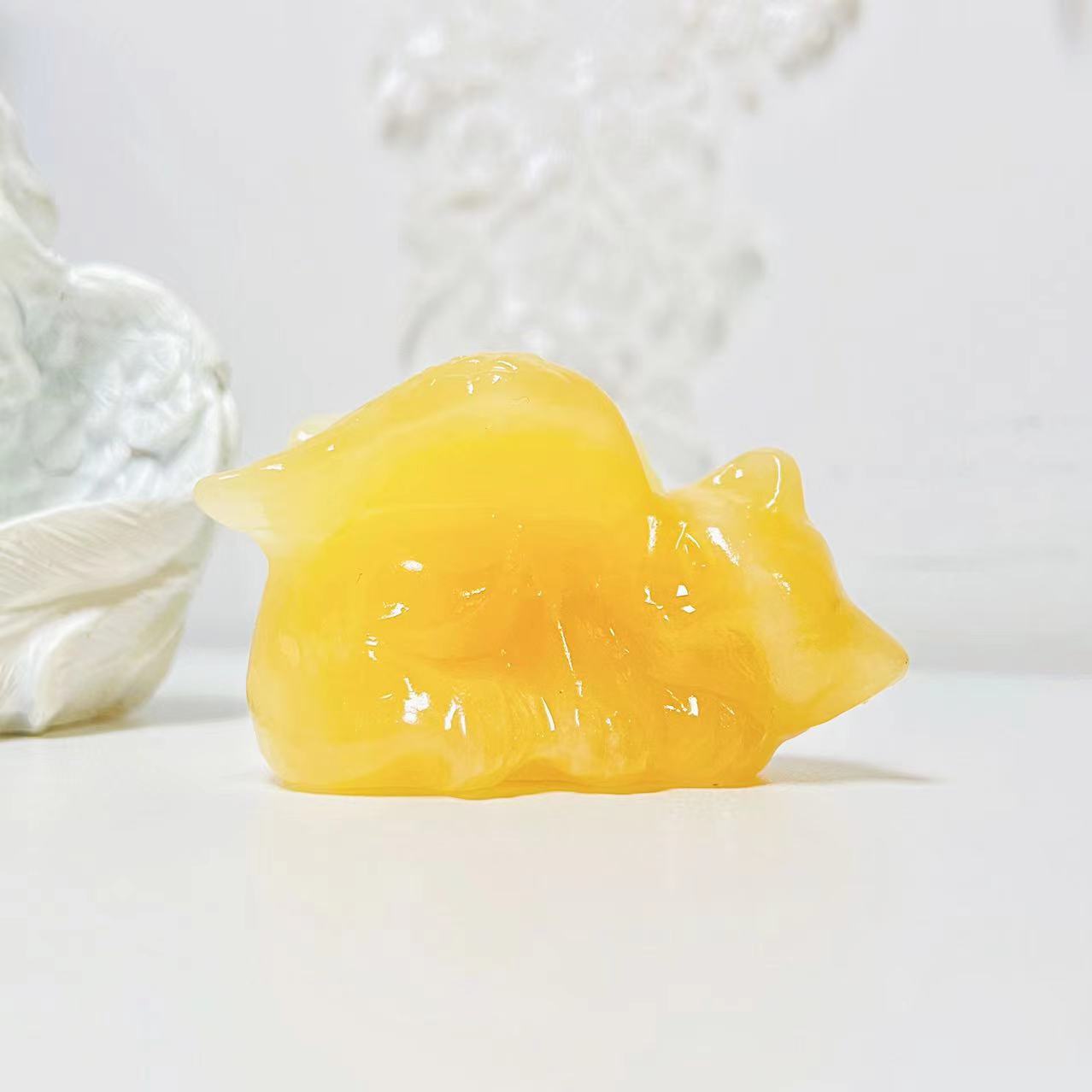 Crystal different materials angel cat carvings