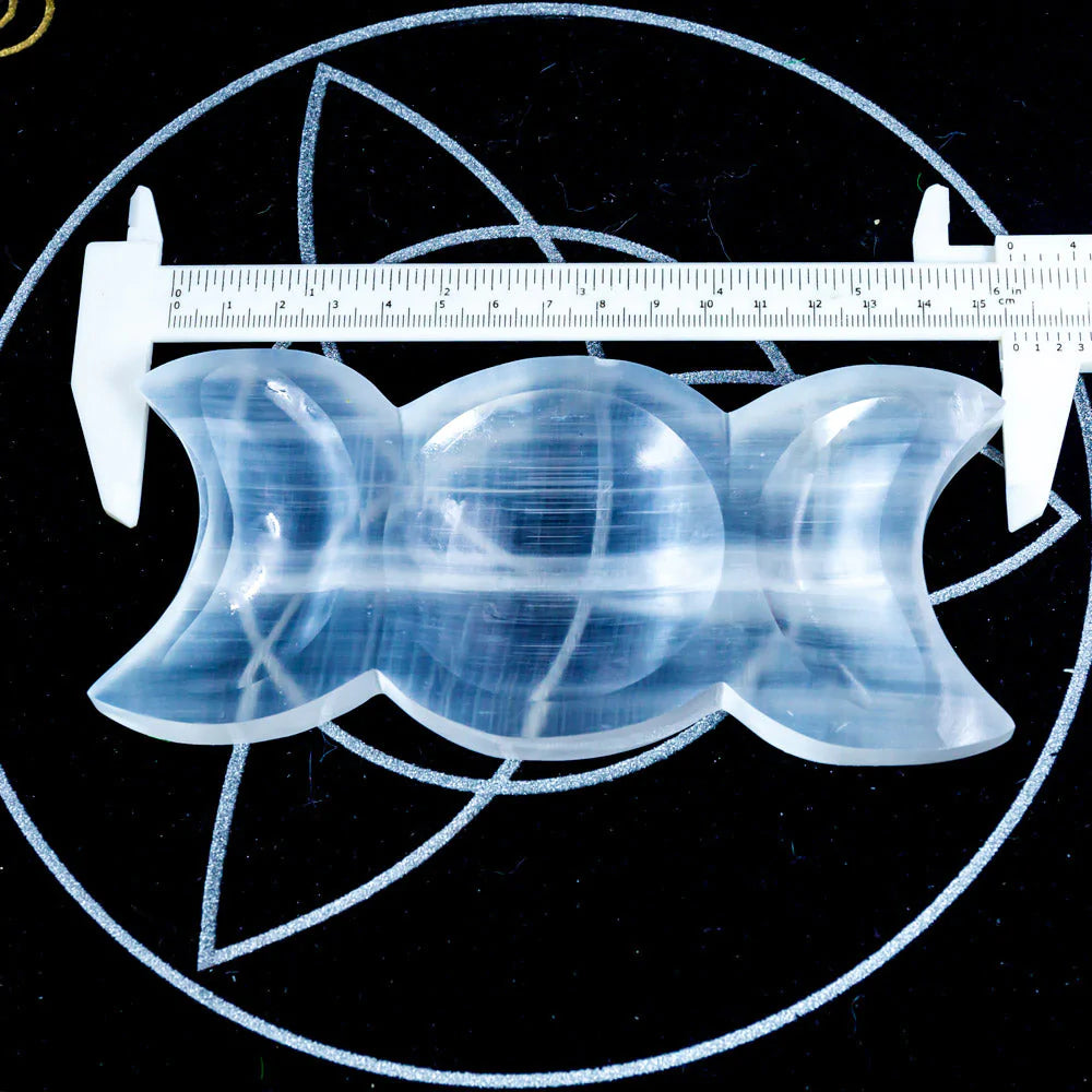 Selenite double moon bowl